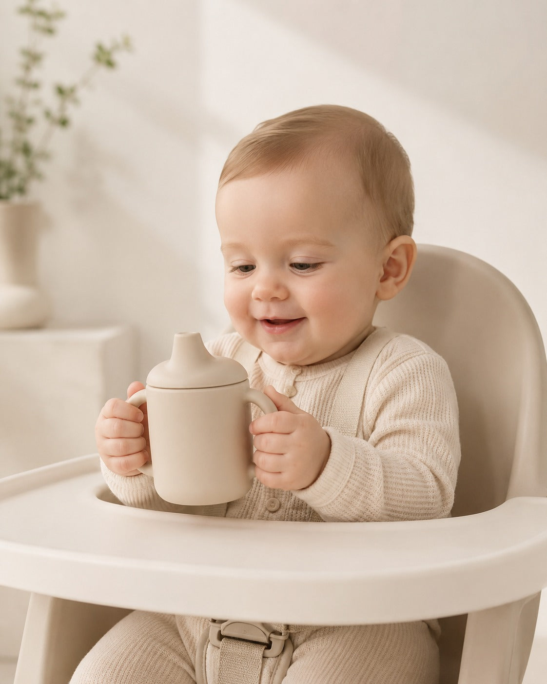 Copo de Silicone com Pegas — Bege